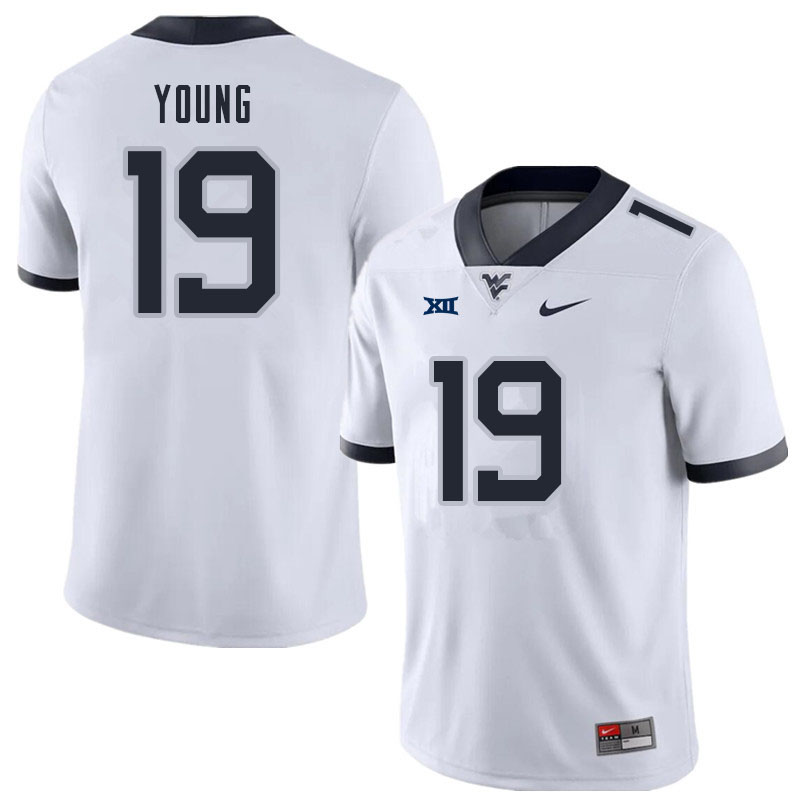 NCAA Men's Scottie Young West Virginia Mountaineers White #19 Nike Stitched Football College Authentic Jersey NB23G06IZ